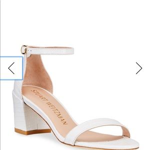 Stuart Weitzman White Sandal / Block Heel
